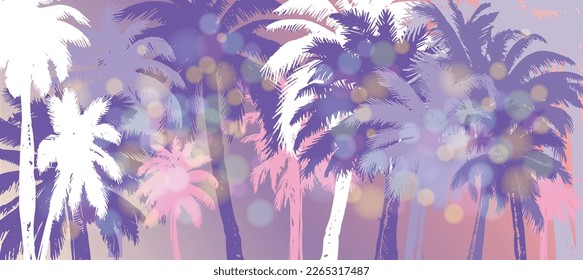 Hello Summer, Palm hand drawn illustrations, vector.