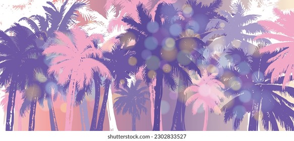  Hola verano, ilustraciones con mano de Palm, vector.
