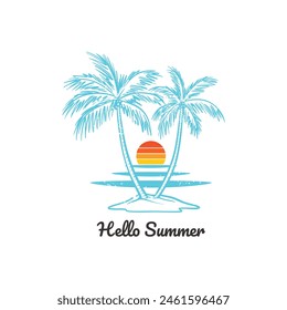 Hello summer palm vector, coconut trees vector