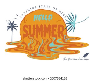 hello summer paradise retro vector design