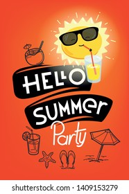 Hello summer party. Vector illustration