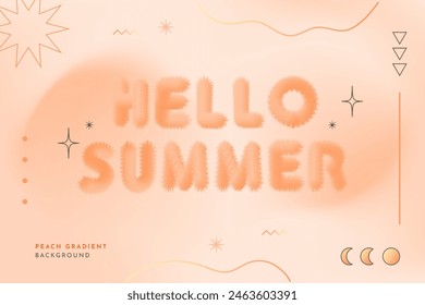 Hello summer with peach fuzz gradient background