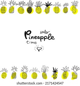Hello summer, pineapple, lettering, calligraphy, recreation, sea, fruit
