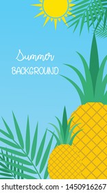 Hello summer pineapple poster and background logo template