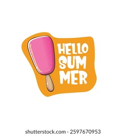Hello Summer: Pink Popsicle with Dripping Liquid, Fun Typography and Bright Colors, Ideal for Seasonal Designs and Summer-Themed Projects