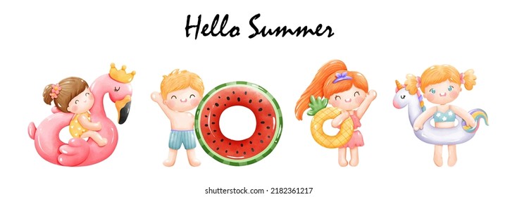 Hello Summer, Pool Party. Vector Illustration