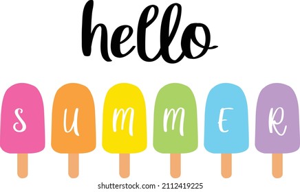 Hello summer popsicles ice cream vector illustration