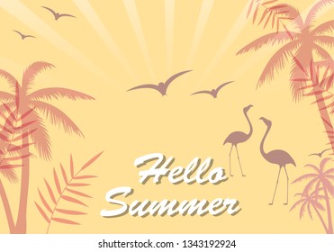 Hello summer poster. Abstract gradient background, vector. Modern hello summer background for placard, ad, cover, banner, leaflet and flyer template. Creative art concept, vector illustration