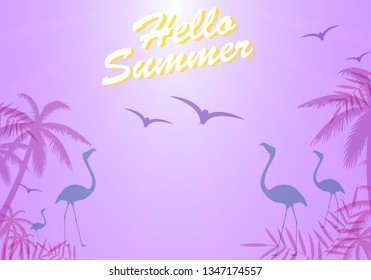 Hello summer poster. Abstract gradient background, vector. Modern hello summer background for placard, ad, cover, banner, leaflet and flyer template. Creative art concept, vector illustration