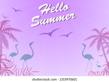 Hello summer poster. Abstract gradient background, vector. Modern hello summer background for placard, ad, cover, banner, leaflet and flyer template. Creative art concept, vector illustration