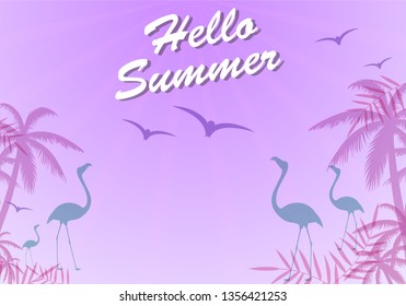Hello summer poster. Abstract gradient background, vector. Modern hello summer background for placard, ad, cover, banner, leaflet and flyer template. Creative art concept, vector illustration