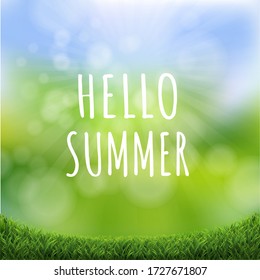 Afiche De Verano De Hola Con Grasa Verde Con Malla De Gradiente, Ilustración Vectorial