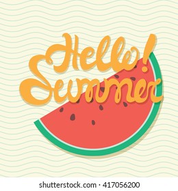 Hello summer poster, lettering with conceptual background