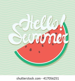 Hello summer poster, lettering with conceptual background