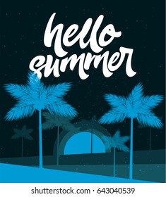 Hello summer poster. Tropic background. Banner