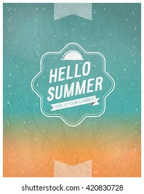 "Hello summer" poster. Vector background.