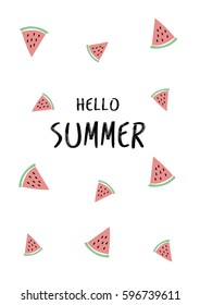 Hello summer poster/postcard, hello summer sign, hello summer vector/illustration