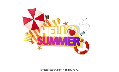 Hello Summer Quality Vector Abstract Design, 