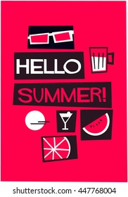 Hello Summer! (Quote Vector Illustration in Flat Style Poster Design)