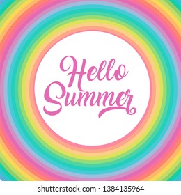 Hello summer rainbow color vector design