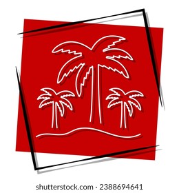 hello summer red banner in frame. Vector illustration.