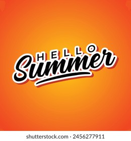 Hello Summer retro lettering vector stock illustration Template EPS 10