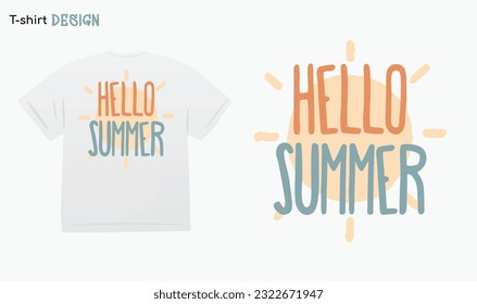 "Hello Summer" Retro summer Vibes.Retro Design, I love summer, Sunny summer.For stickers, t-shirts,mugs, etc. Eps 10. 