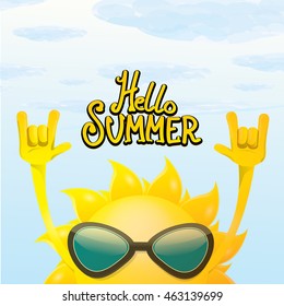hello summer rock n roll poster. summer party design template