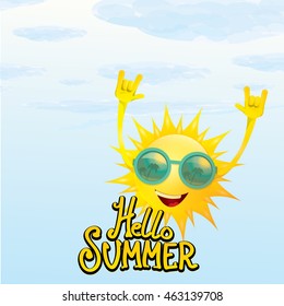 hello summer rock n roll poster. summer party design template