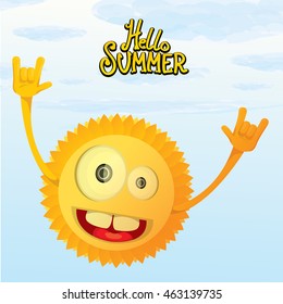 hello summer rock n roll poster. summer party design template