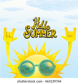 hello summer rock n roll poster. summer party design template