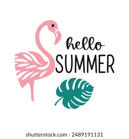 Hello summer round sign,  Vector design, Summer Illustration 