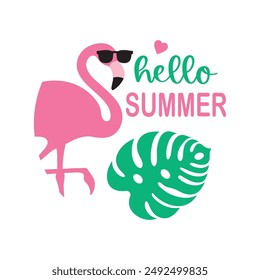 Hello summer round sign,  Vector design, Summer Illustration 