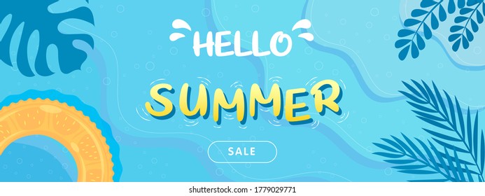 hello summer sale background banner design