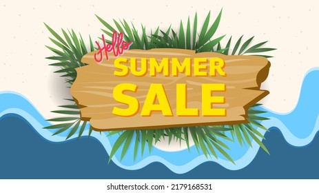 Hello SUMMER SALE background , Flat Modern design, illustration Vector EPS 10