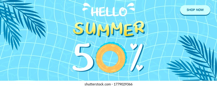 hello summer sale banner background design
