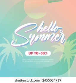 Hello Summer sale banner design illustration and eps 10 vector file up to 50% off