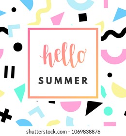 Hello summer sale banner for online shopping with discount offer. Promotional email playful design poster.