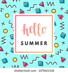 Hello summer sale banner for online shopping with discount offer. Promotional email playful design poster.