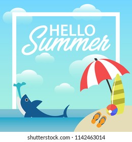 Hello Summer Sale banner vector heading design for banner or poster. Sale and Discounts Concept.
