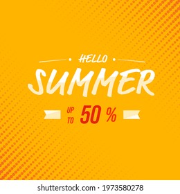 Hello summer sale promotion vector template banner for promotion and advertising.