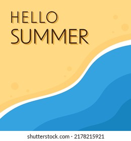 Hello summer sale storie, summer social post. Beach summer poster.
