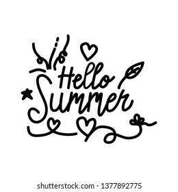 Hello Summer Script text Design Template Vector
