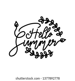 Hello Summer Script text Design Template Vector