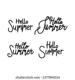 Hello Summer Script text Design Template Vector