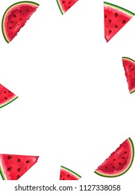 Hello summer. Seamless pattern with watermelons. Watermelon, slice of watermelon on white background. Colorful vector illustration for banners,Wallpaper,flyers, invitation, posters, brochure, voucher 