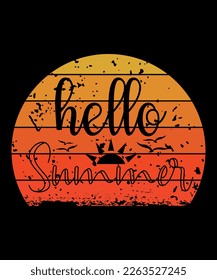 Hello Summer, Summer Season, Summer 2023, Shirt Print Template, SVG, Vacation Shirt