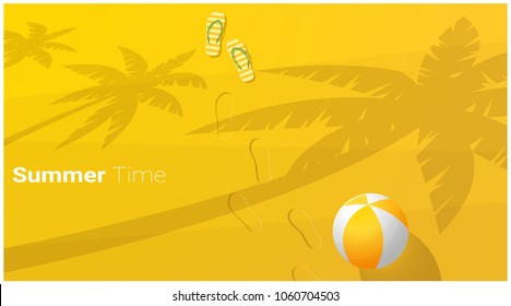 Hello Summer season background with beautiful tropical beach , vector , illustration