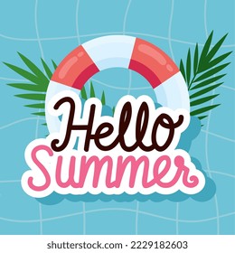 hola saludo de verano con flotación
