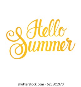 Hello Summer Season Text Banner Over White Background Background Flat Vector Illustration